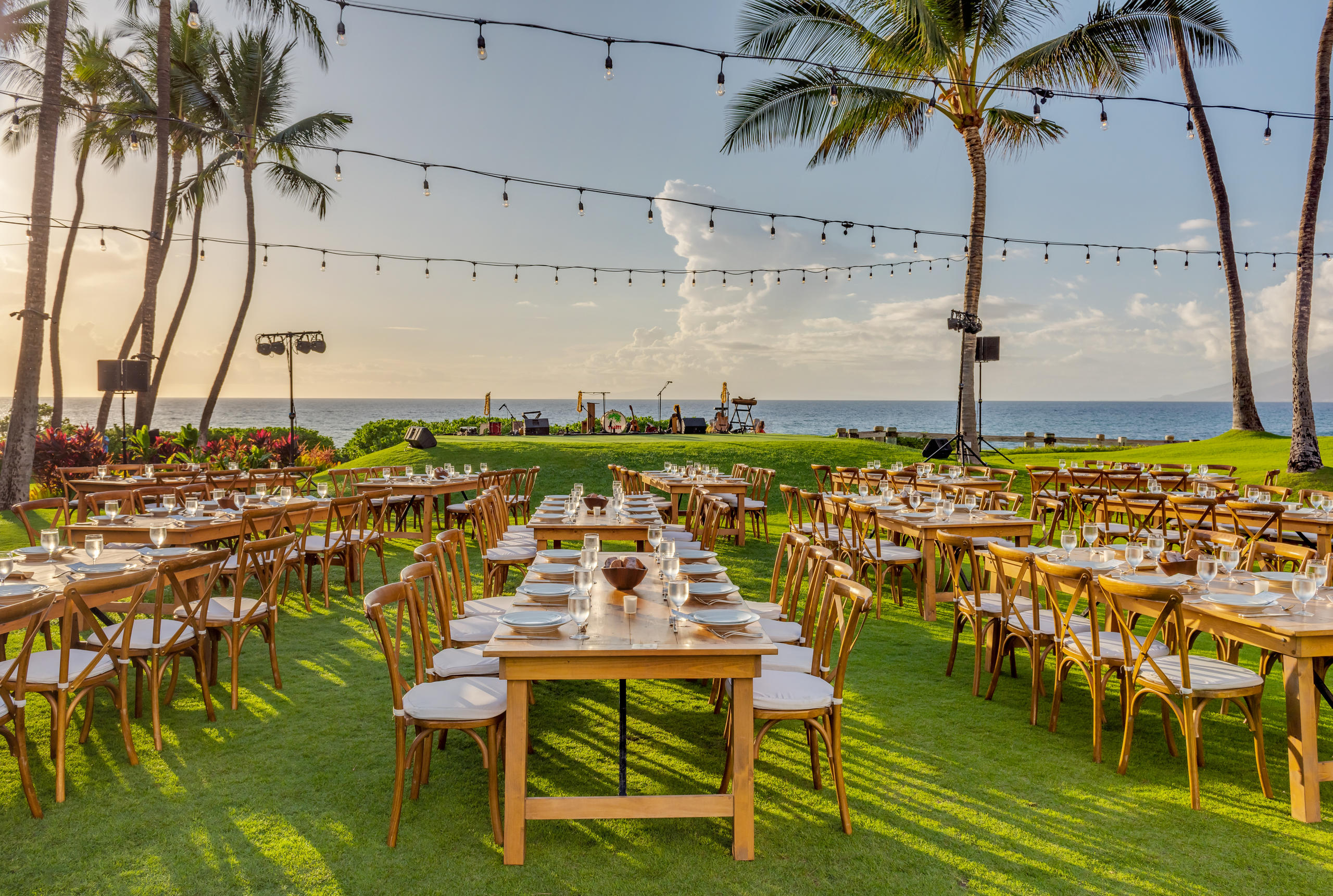 Andazmaui Feastatmokapuluau Classic Seating Luau Outdoor Dining Tables Ocean