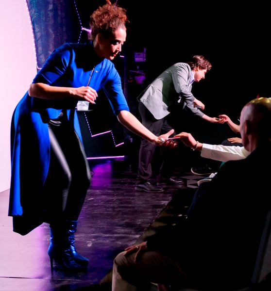 Cosmicundergroundtheater The Cosmic Underground Show Comedians Interacting Audience Stage 