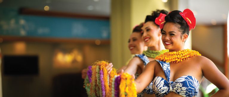 Experiencekilohana Standard Dinner Show Package Hula Dancers Floral Necklaces Performance