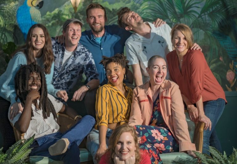 Frontporchimprov Top Secret Show Comedians Group Photo Tropical Background