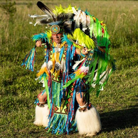 Gonativenow Jororo Native Village Show Native American Dancer Colorful Costume Grass