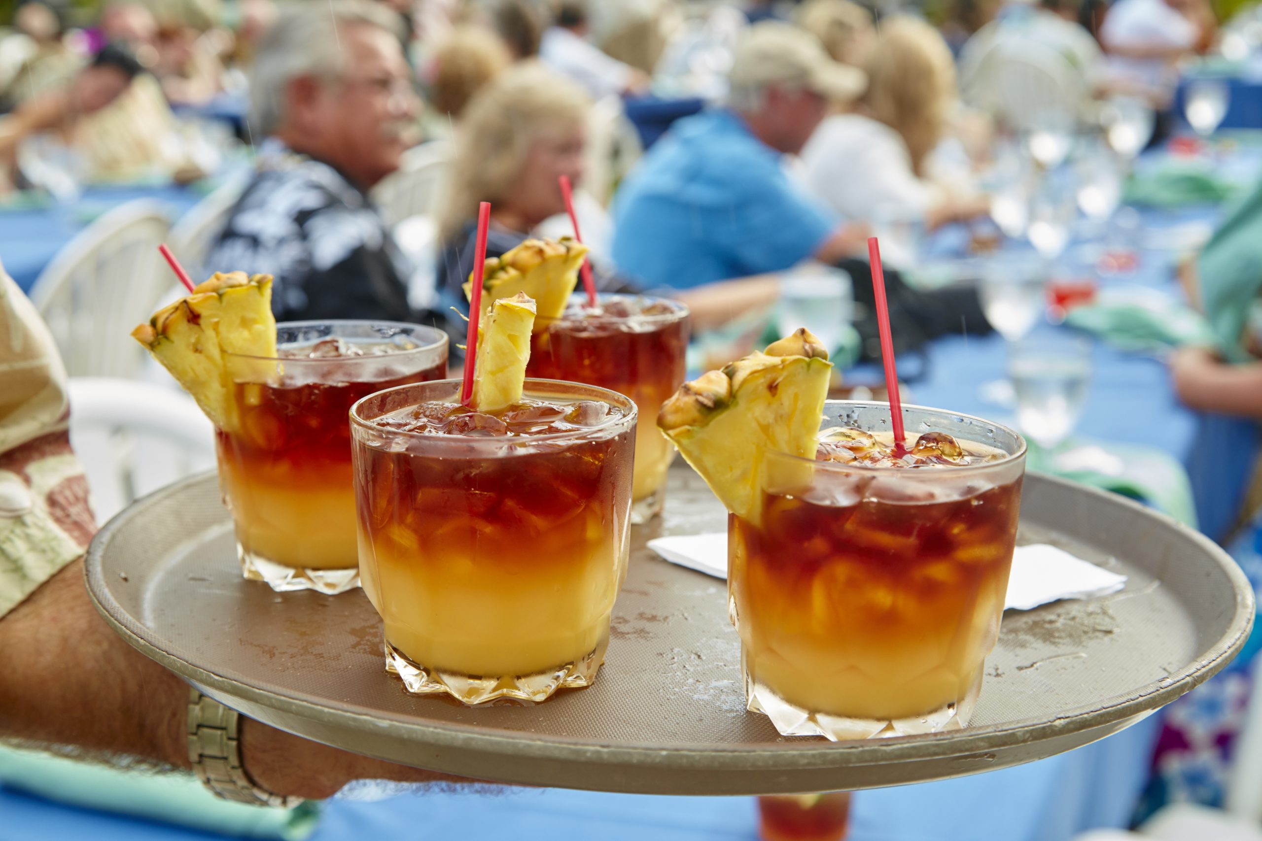 Grandhyattkauailuau General Admission Cocktails Tray Pineapple Red Straws