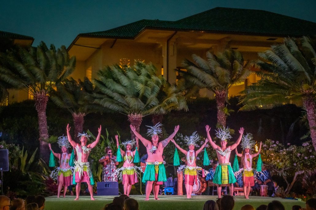 Grandhyattkauailuau General Admission Luau Dancers Palm Trees Night