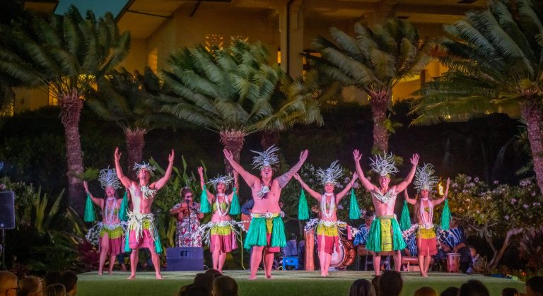 Grandhyattkauailuau General Admission Luau Dancers Palm Trees Night 