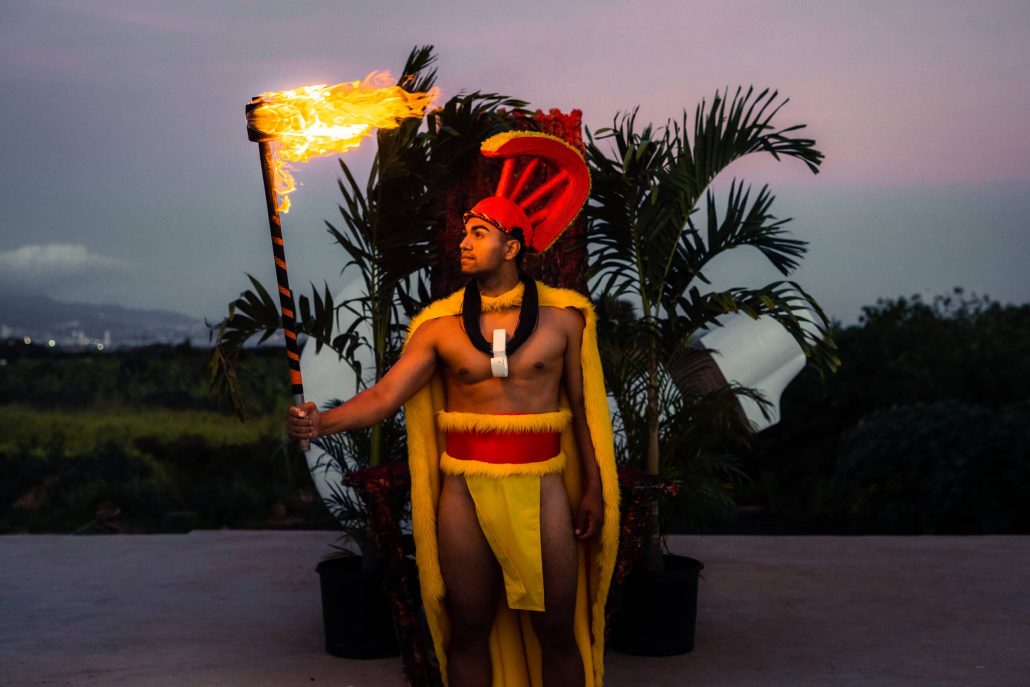 Maukawarriorsluau Koa Classic Package Rear Seating Fire Dancer Torch Yellow Costume