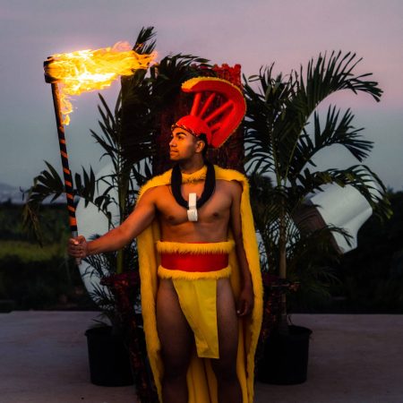 Maukawarriorsluau Koa Classic Package Rear Seating Fire Dancer Torch Yellow Costume