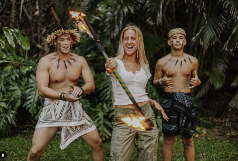 Oahuex Immersive Luau Experience Luau Fire Dancers Tropical Background