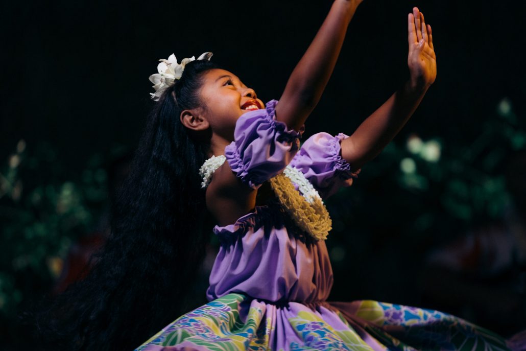 Painawaikikiluau General Seating Hula Dancer Purple Dress Flower Crown