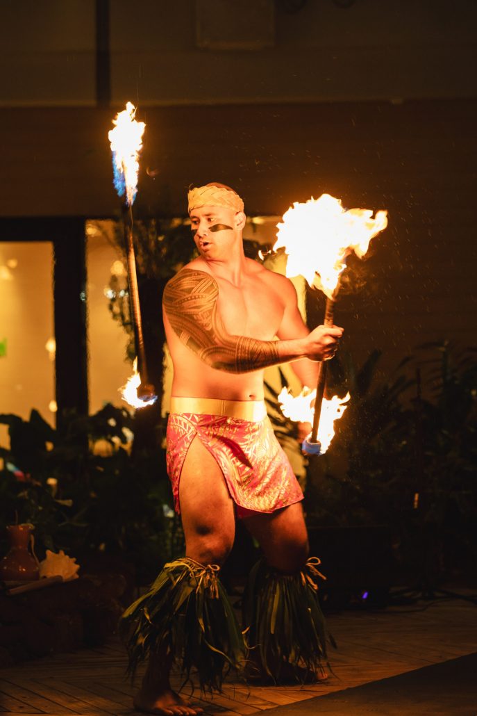 Queenswaikikiluau Back Section Fire Dancer Luau Performance 