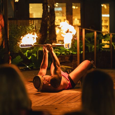 Queenswaikikiluau Back Section Fire Dancer Performance Luau Night