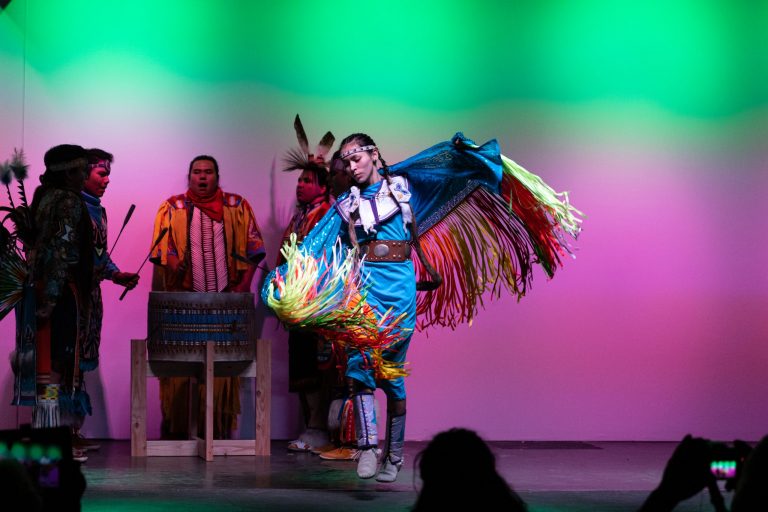 Red Heritage Native American Show Only Dancers Colorful Costumes Drum Performance