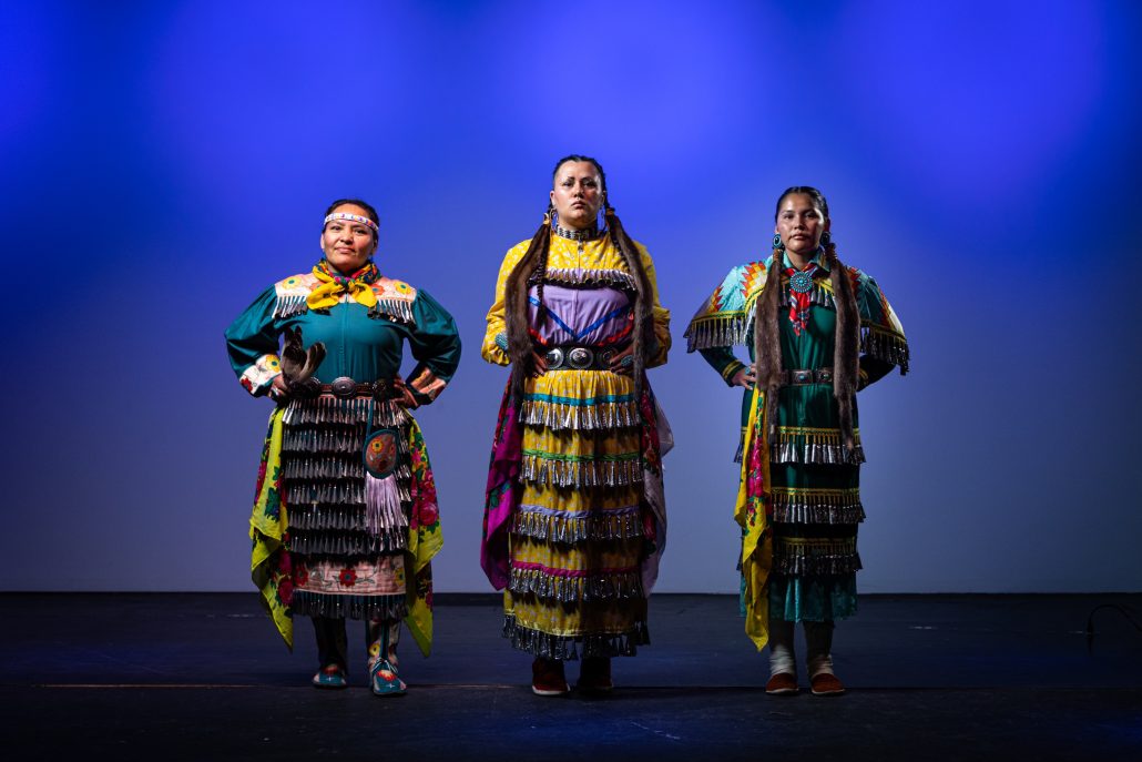 Red Heritage Native American Show Only Native American Dancers Colorful Costumes Stage