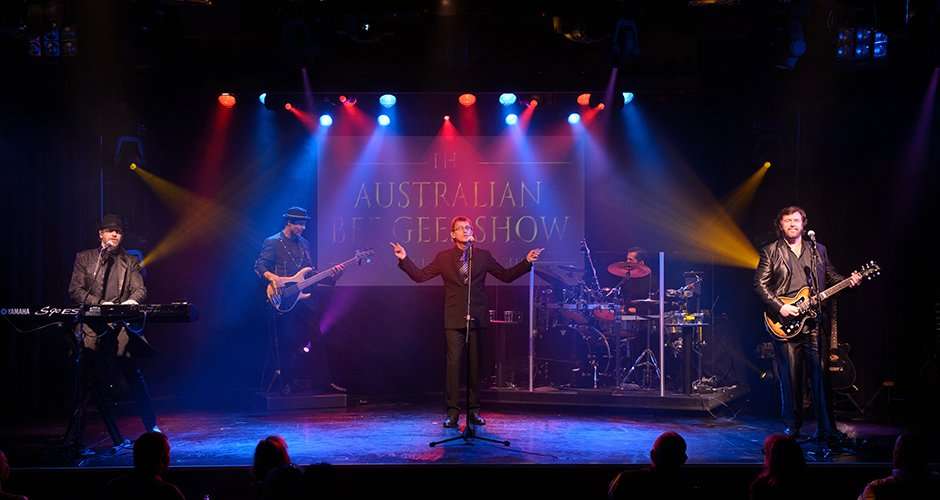 Vegasgirlsnightout The Australian Bee Gee Show Band Performance Stage Lights